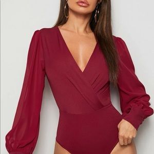 NWOT Maroon Long Sleeve Bodysuit